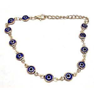 New Gold-Tone Evil Eye Chain Bracelet Anklet Eye of God Adjustable Lobster Clasp